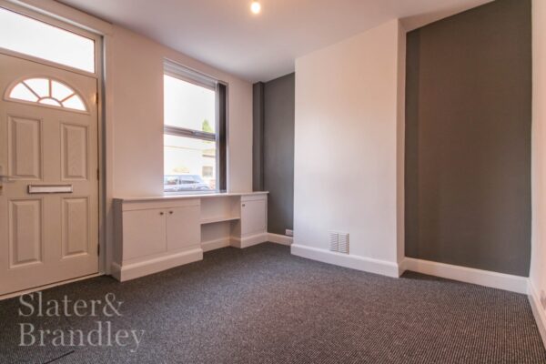 Refurbished living room in landlord portfolio property, renovated by Slater & Brandley’s in-house team as part of full management service
