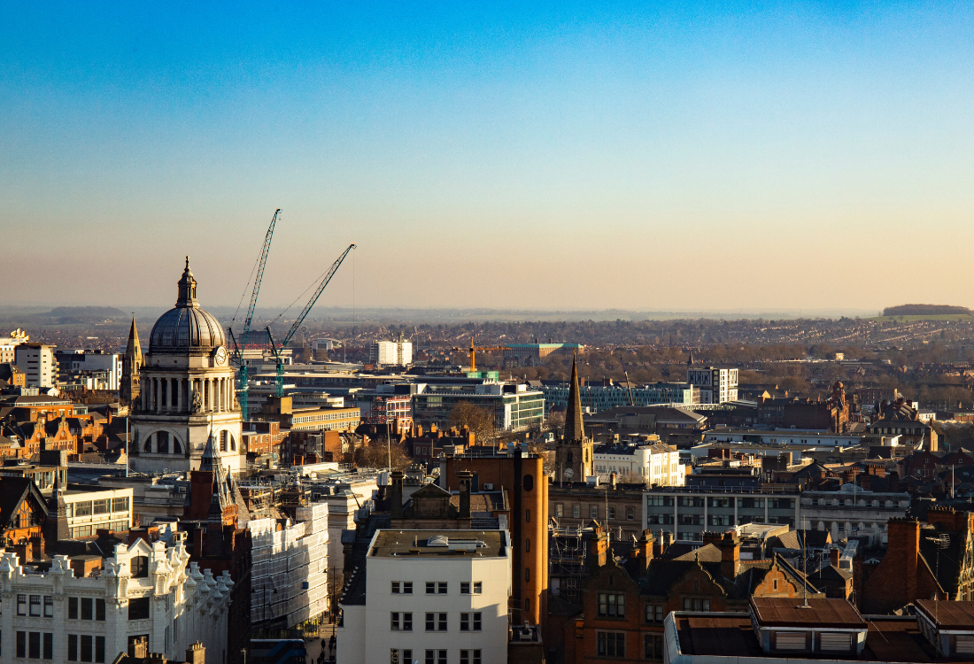 Nottingham city skyline representing the local property market for landlords preparing for the Renters' Rights Act.